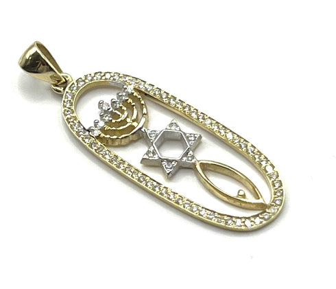 14k Gold & Diamond With Messianic "Grafted In" Necklace